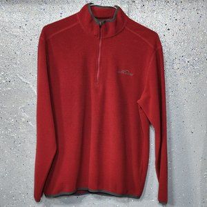 Eddie Bauer Mens Maroon Waffle 100% Polyester Long Sleeve 1/4 Zip Pullover Small